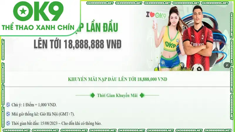 Bet thủ không nên bỏ qua khuyến mãi OK9 chào mừng thành viên mới Khuyến mãi chào mừng OK9